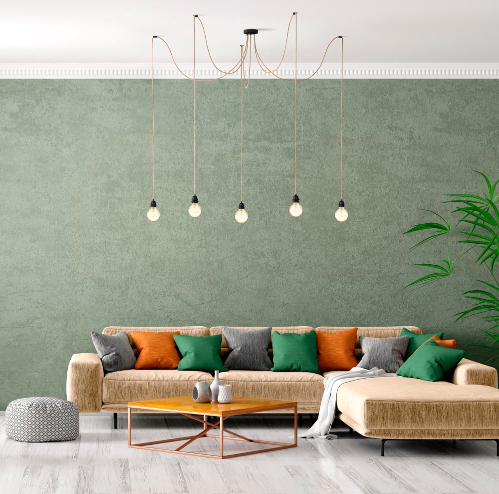 Suspension corde 5 cordons tissés lin français brut noir 3.5m