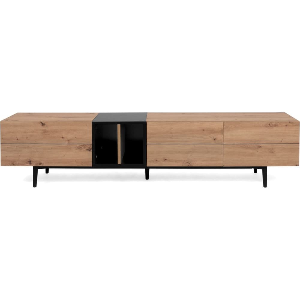 Meuble TV effet chêne et métal noir 195 cm
