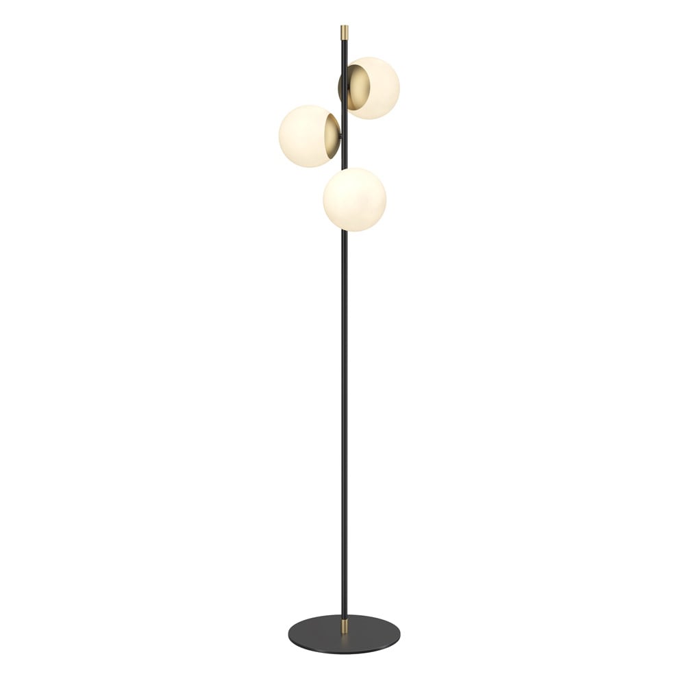 Maytoni Moderne schwarze Stehleuchte mit Metallstruktur und 3 weißen Kugeln style modern - Metall