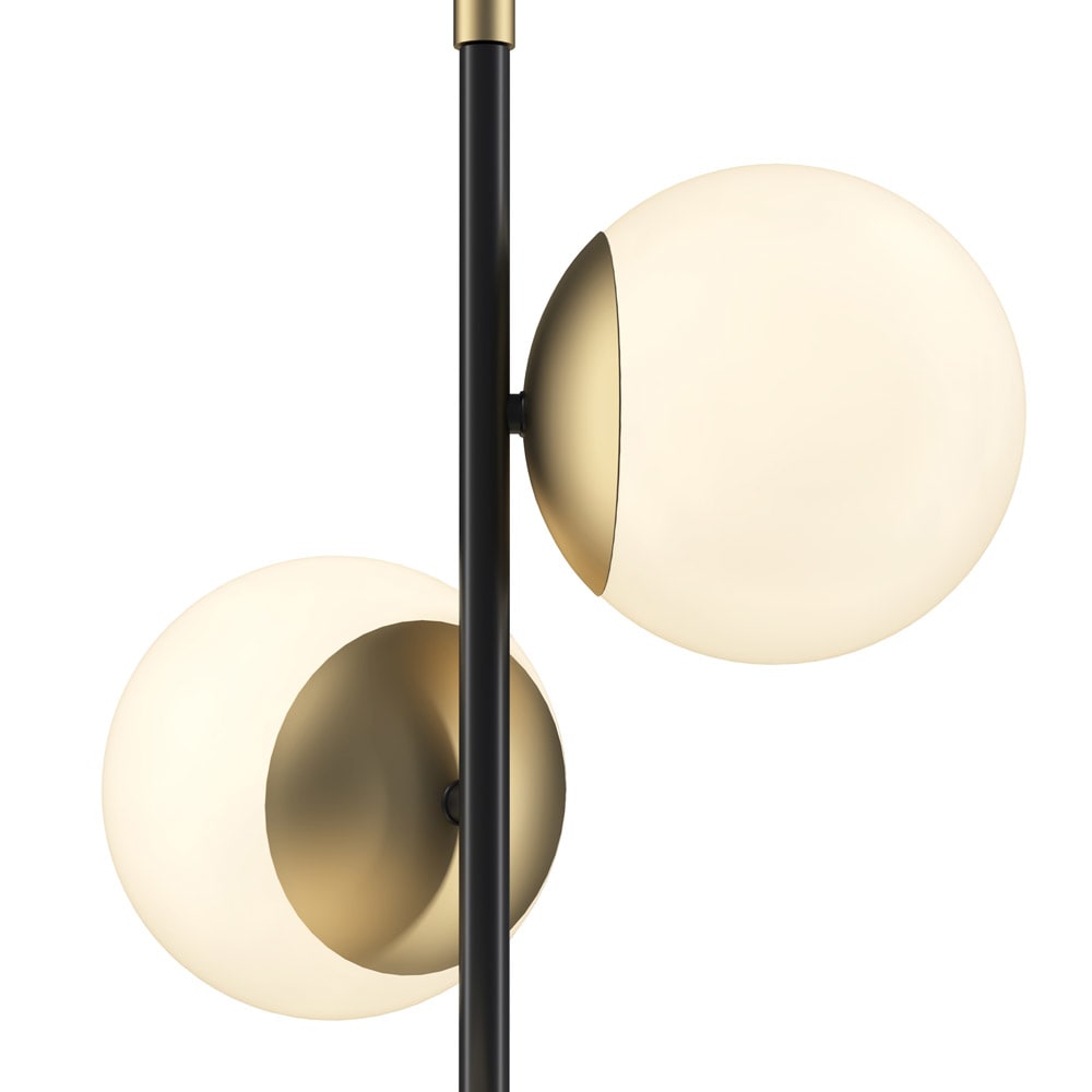 Lampadaire noir moderne avec structure en métal et 3 sphères blanches — vue 3