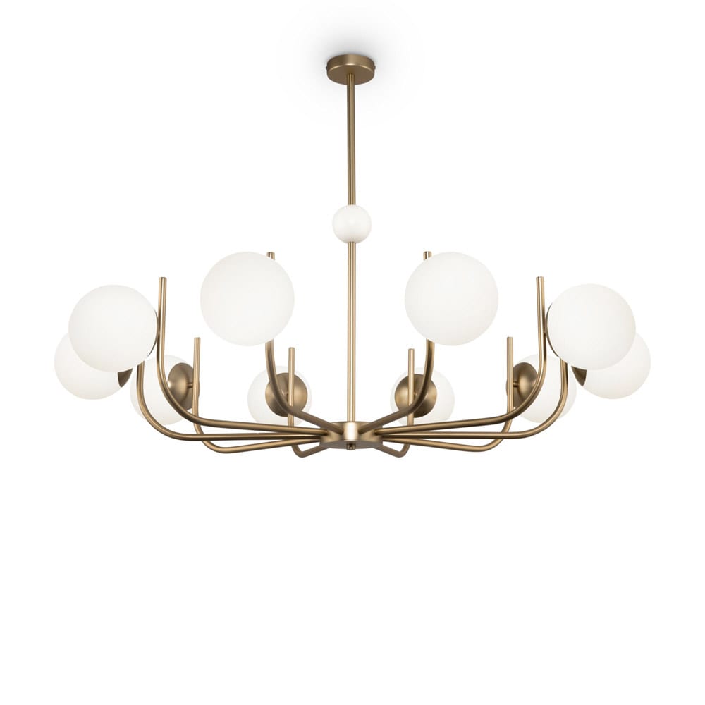 Maytoni 10-armige Kronleuchter mit 10 weißen Opalglaskugeln ø116cm style modern - Metall