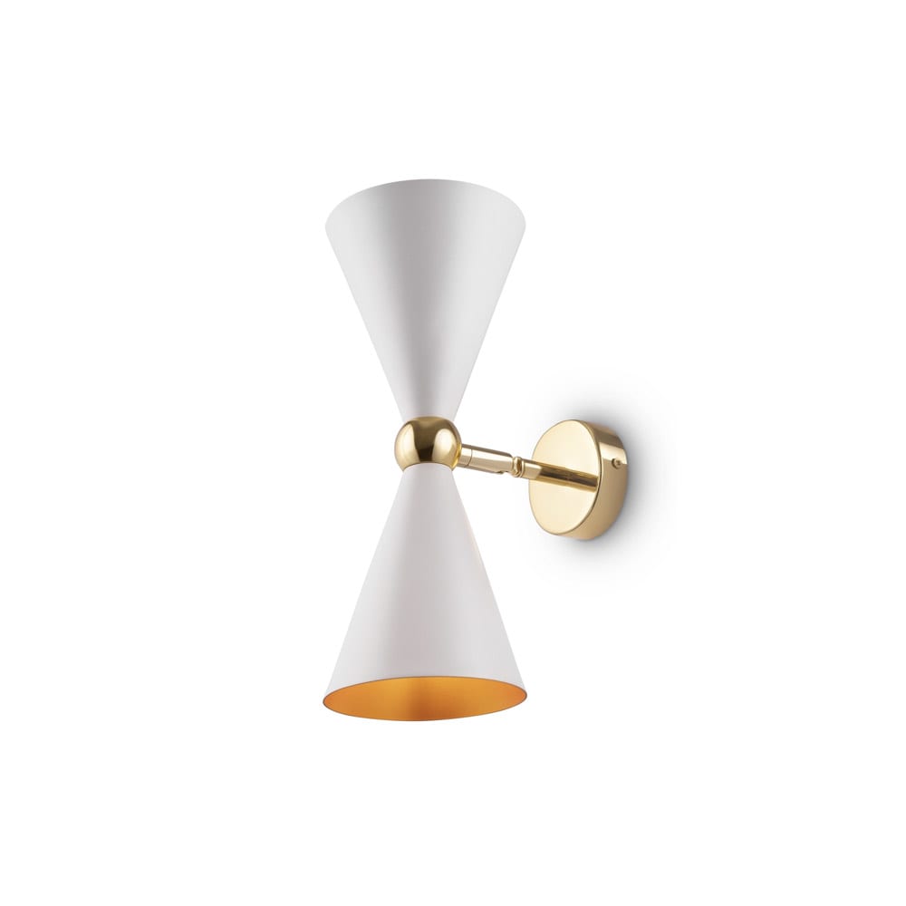 Aplique de pared 2 luces moderno dorado con tulipas blancas - Maisons du Monde
