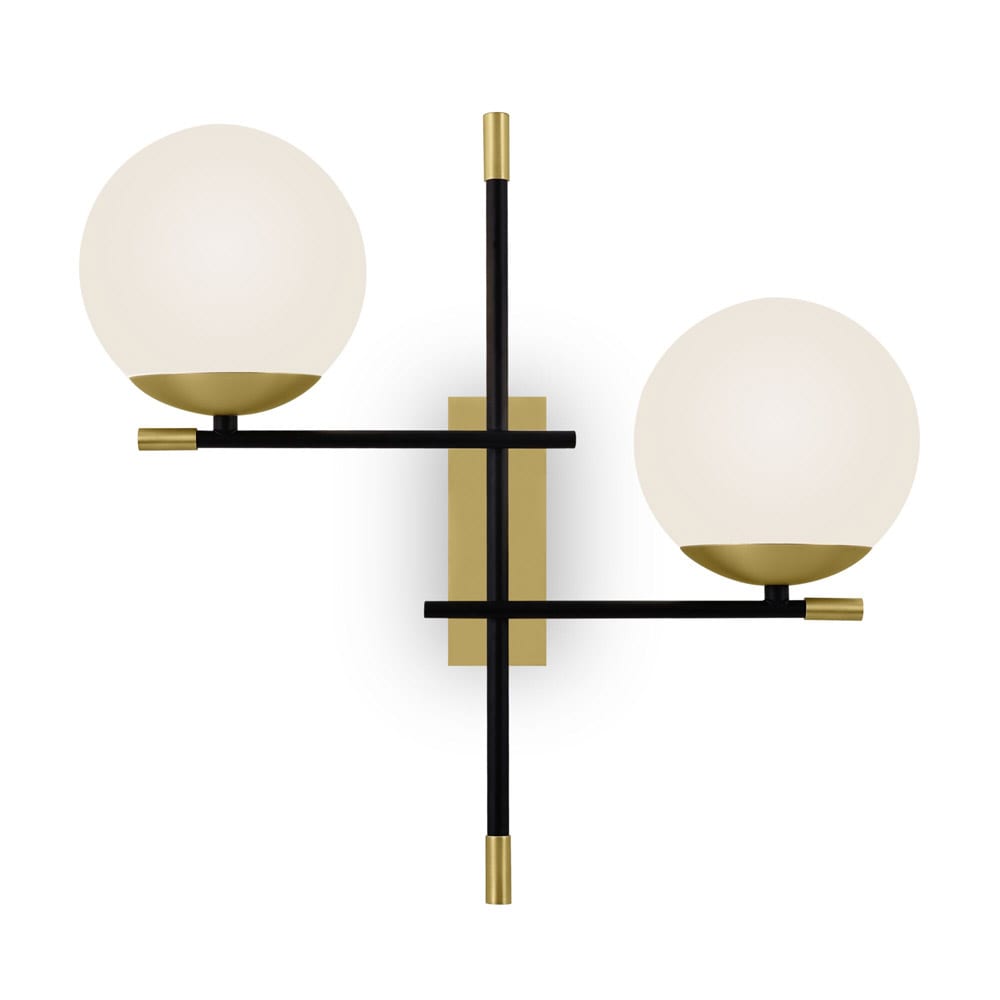 Applique noire futuriste avec structure en métal et 2 sphères - Maisons du Monde