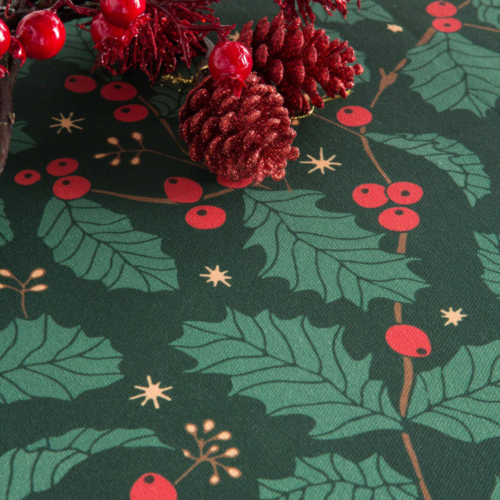Mantel estampado verde tratamiento antimanchas algodón 140x140 cm - Maisons du Monde
