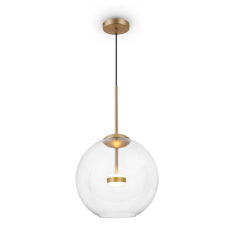 Lámpara de techo led moderno dorado con pantalla esférica transparente