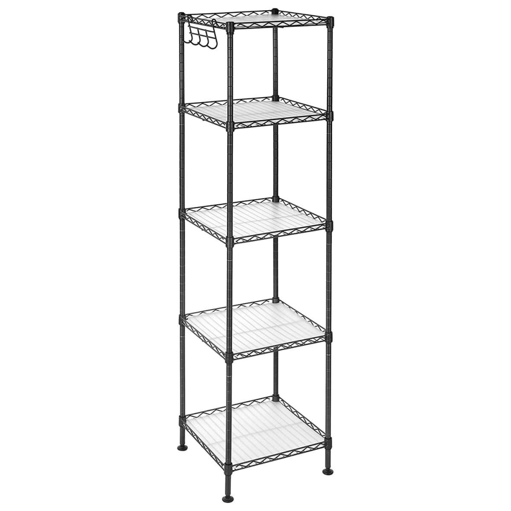 Etagère de salle de bain métal noir avec grille de rangement modulable