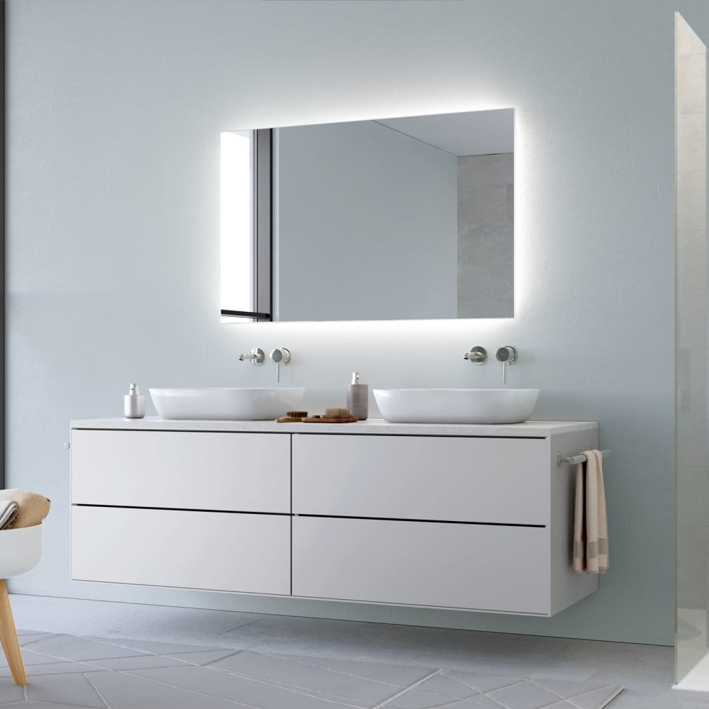 Specchio rettangolare da parete con LED 120x75 cm - Foxydry