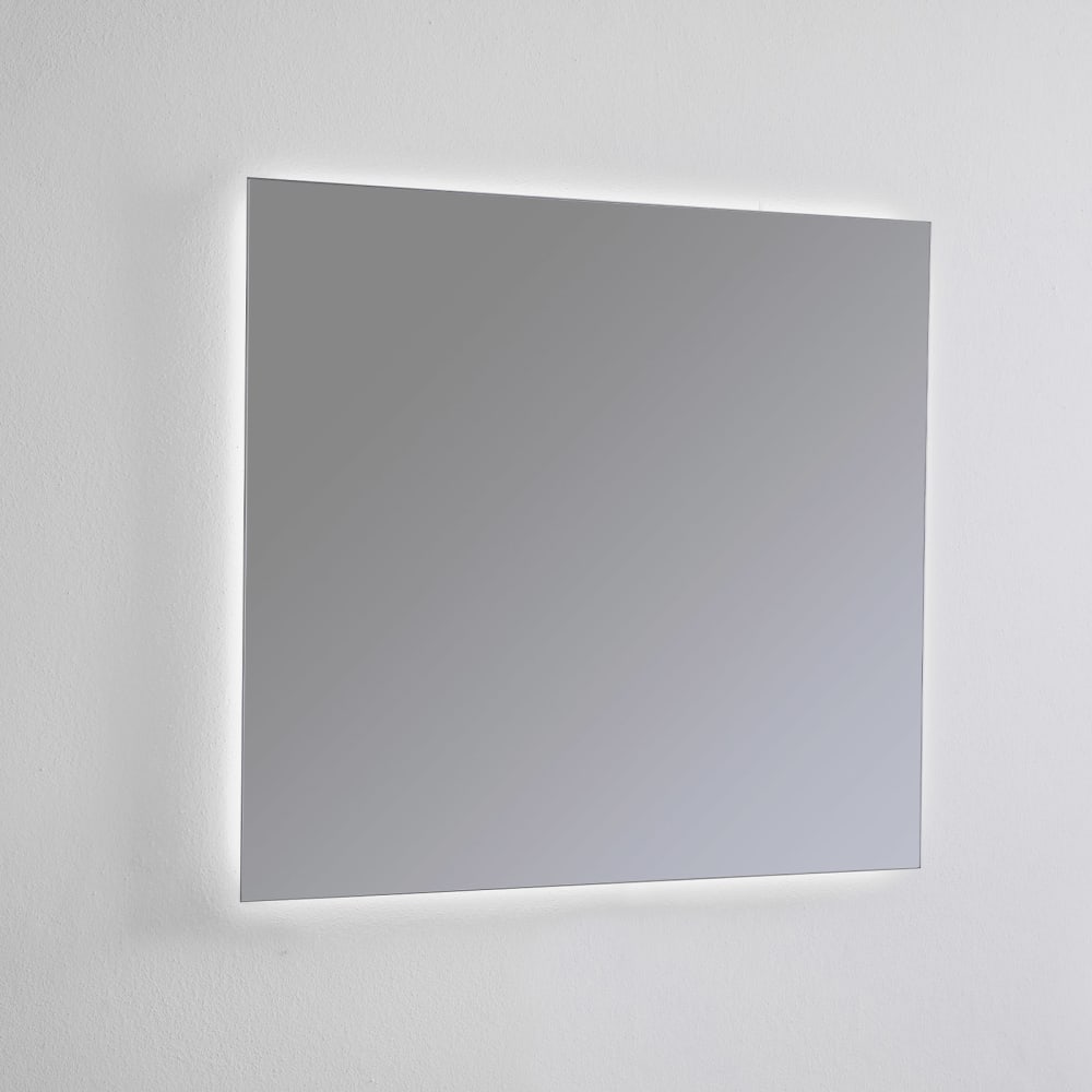 Specchio rettangolare da parete con LED 85x75 cm - Modello Contemporaneo - Argentato - Alluminio