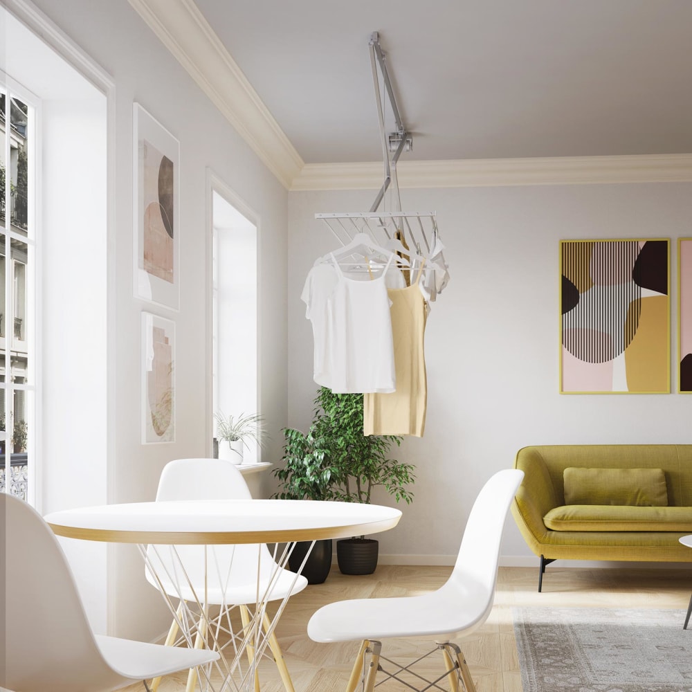 Stendino da soffitto verticale, saliscendi manuale Grigio