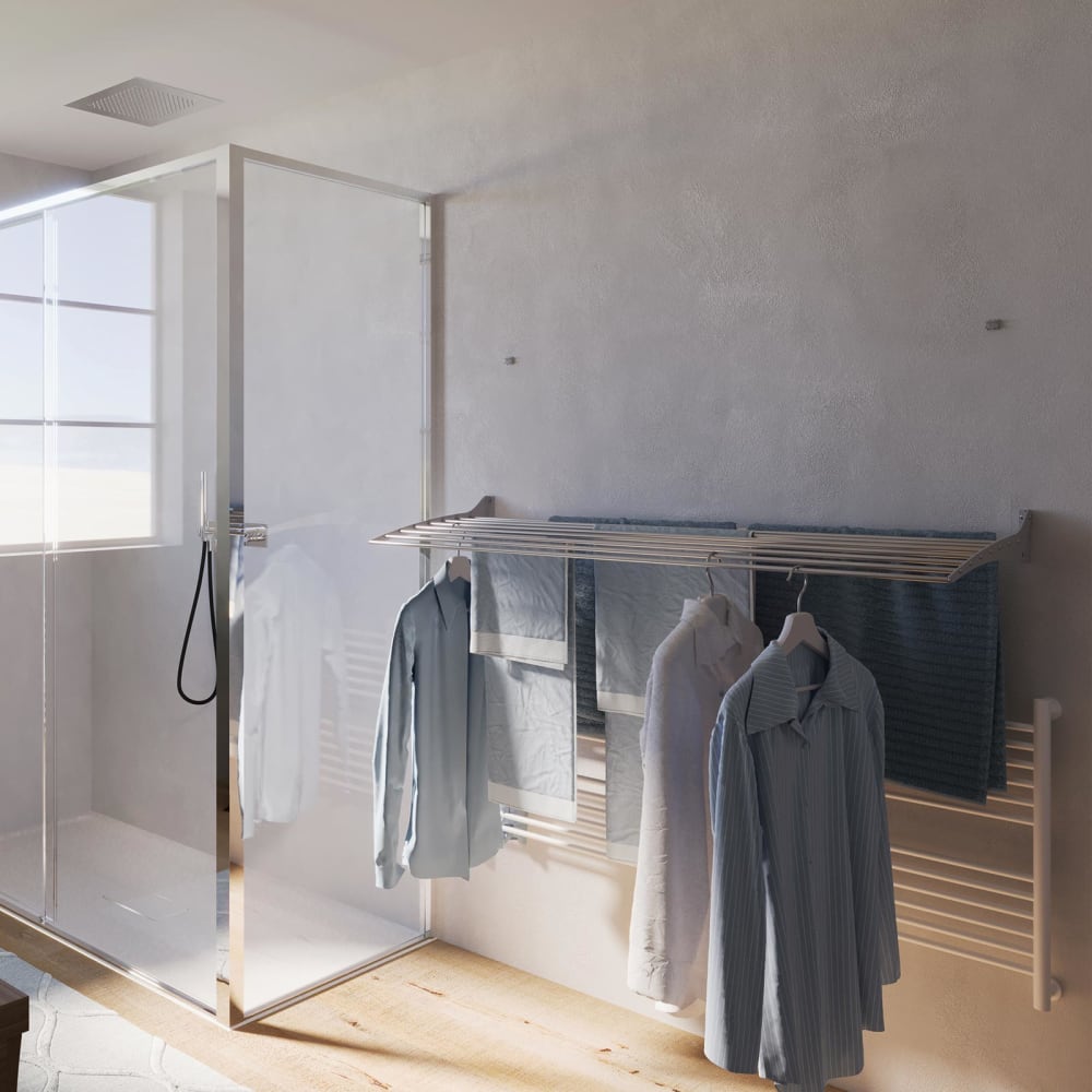 Stendibiancheria da parete muro grigio 116x57x50 cm - Foxydry