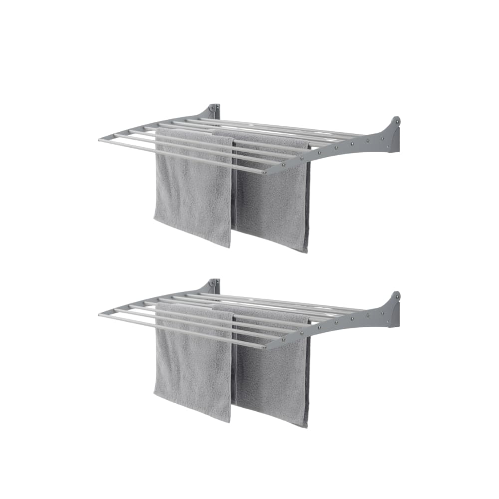 2x Stendibiancheria da parete grigio 100x57x50 cm - Grigio - Alluminio