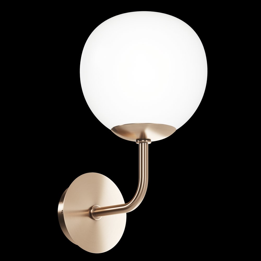 Applique murale avec structure métallique en laiton et sphère en verre