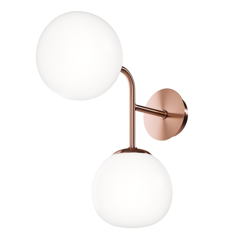 Wandleuchte 2 Leuchter Mit Messing-Metallstruktur Und Glaskugeln