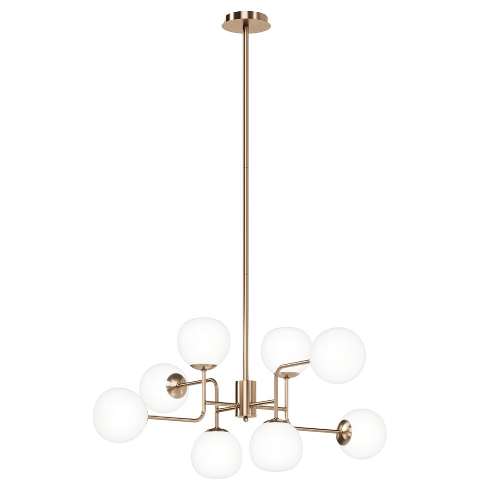 Suspension moderne 8 lumières en laiton et sphères en verre — vue 4