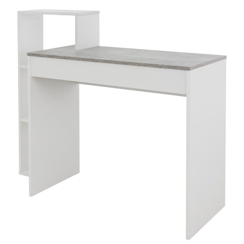 Schreibtisch mit Regal 110x72x40 cm weiß/betonähnlich holz -