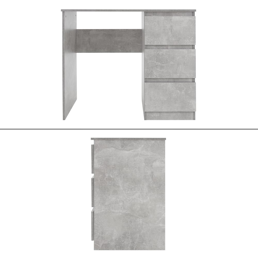 Schreibtisch mit drei Schubladen 90x76x50 cm Grau aus Holz -