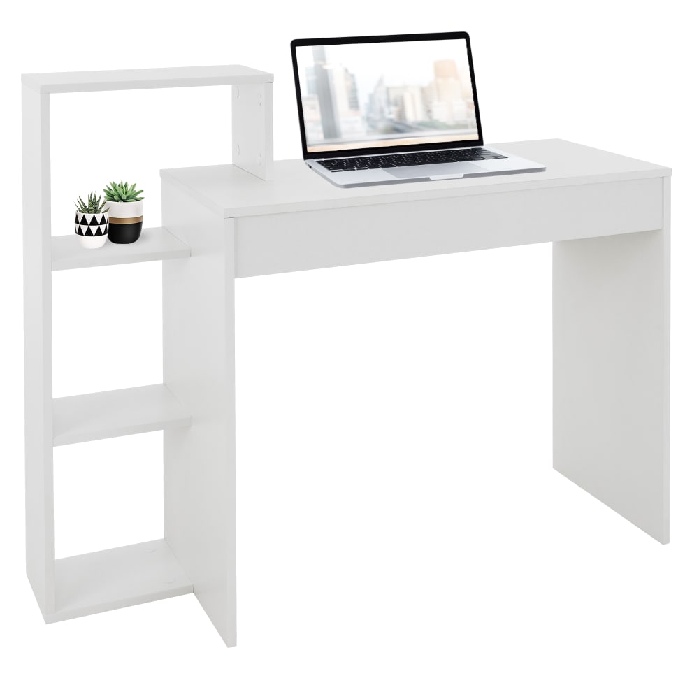 Scrivania con ripiano legno bianca 110x72x40 cm - Bianco - Pannello di particelle