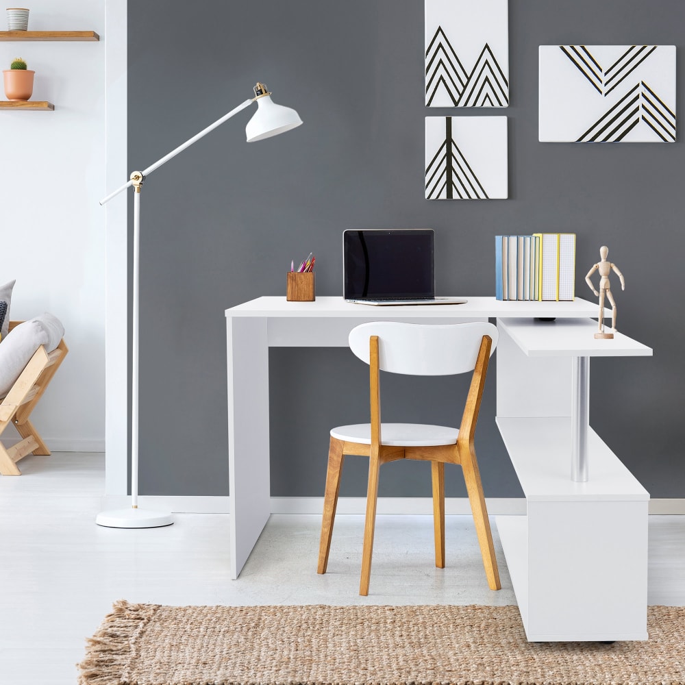Escritorio con cuatro ruedas 150x88x75 cm blanco mdf - Maisons du Monde