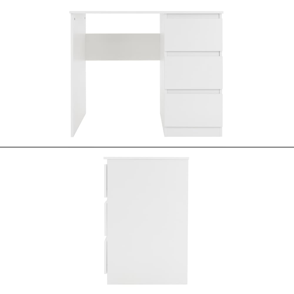 Scrivania con tre cassetti bianca 90x76x50 cm - ML-Design