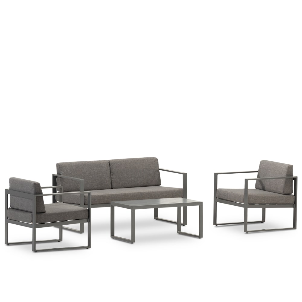Ensemble de 4 places 1 canapé, 2 fauteuils et table en aluminium