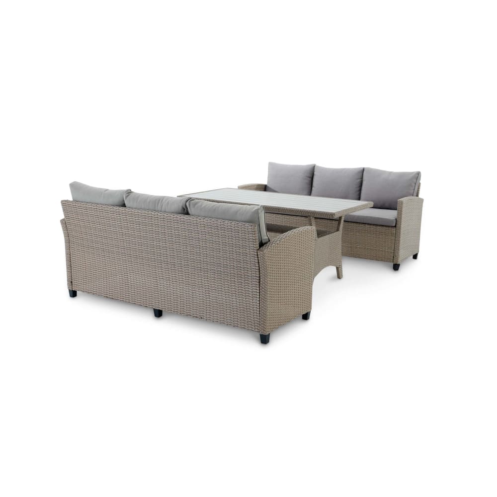 Ensemble de 2 canapés en rotin synthétique et acier avec table haute