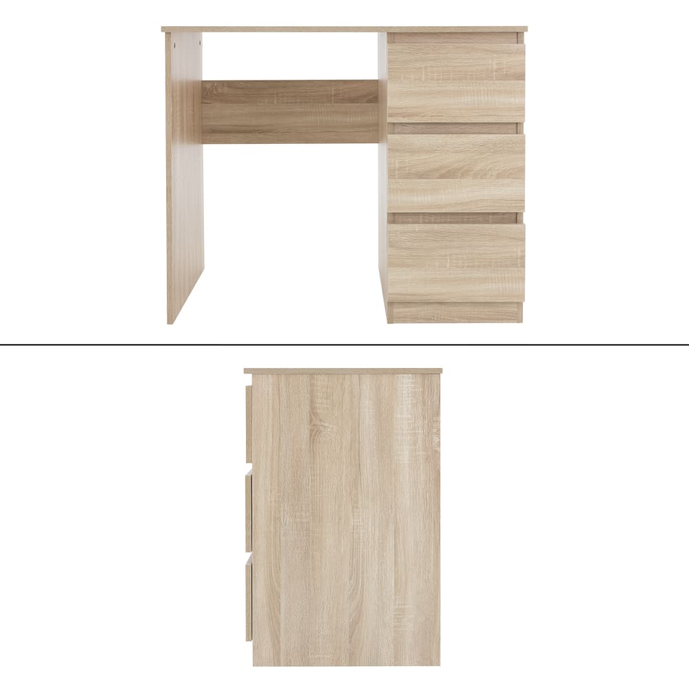 Escritorio con tres cajones 90x76x50 cm Madera de roble Sonoma - Maisons du Monde