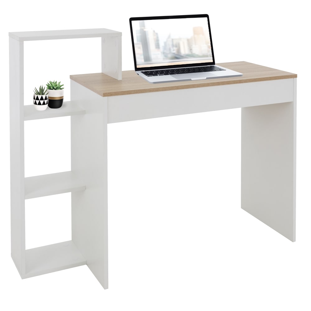 Scrivania con ripiano bianca/rovere sonoma 110x72x40 cm - Bianco - Pannello di particelle