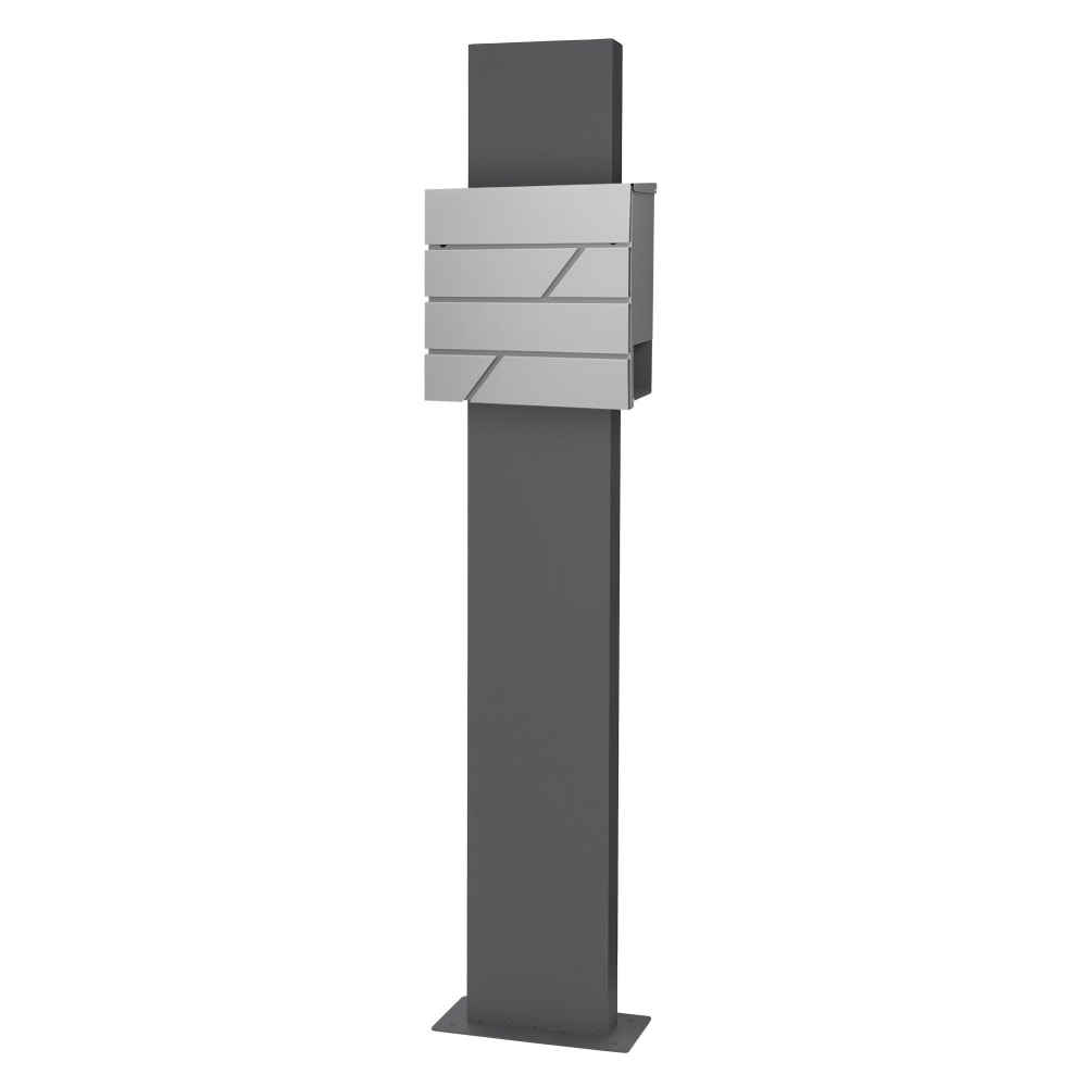 Buzón de correo diseño gris claro con pedestal 170 cm acero inoxidable