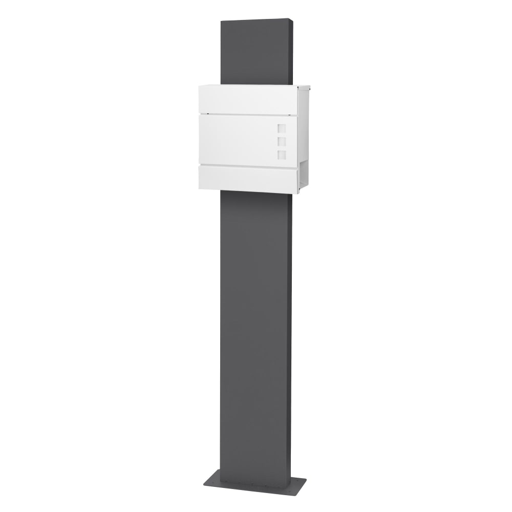 Buzón correos de pie 37x10,5x36,5cm blanco soporte pedestal antracita