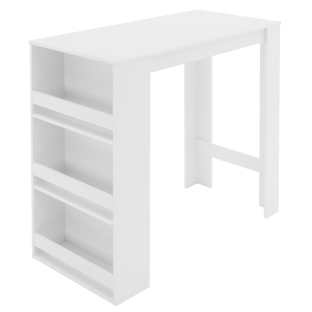 Mesa de bar con estante de 3 niveles 117x106x57 cm Madera blanca