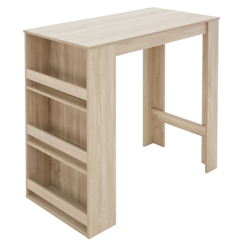 Mesa de bar con estante de 3 niveles 117x106x57 cm Madera