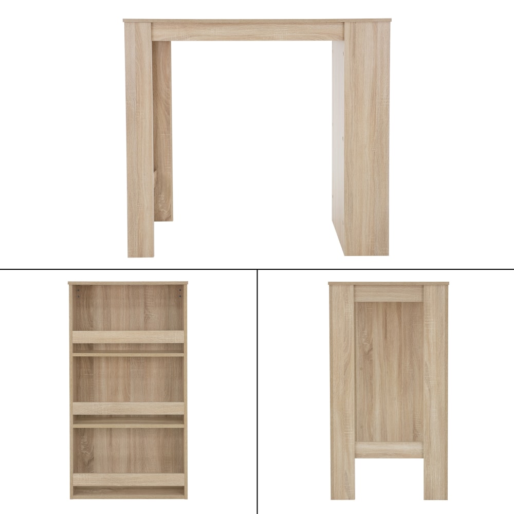 Bartisch mit 3-stufigem Regal 117x106x57 cm aus Holz - Maisons Du