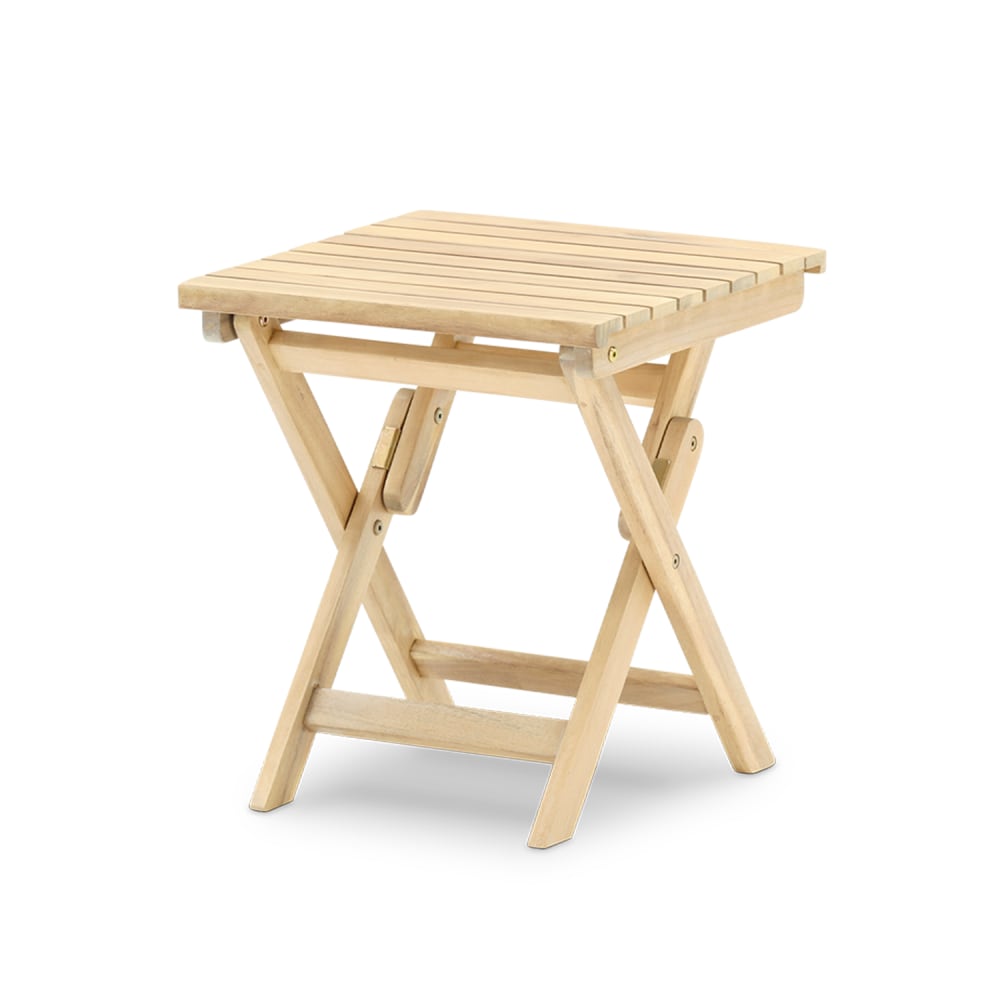 Mesa auxiliar plegable madera color claro 40x40x45