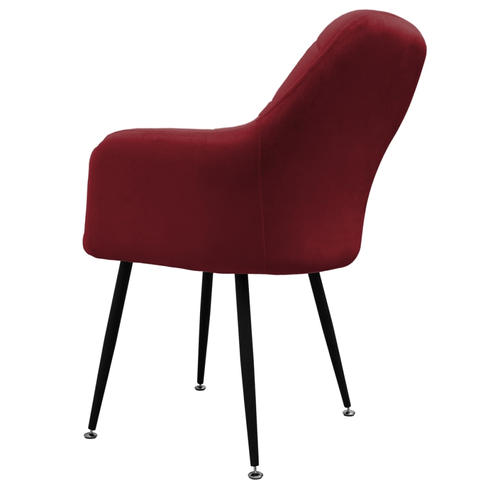 6x Sillas de comedor color rojo tapizado con respaldo y apoyabrazos - Maisons du Monde