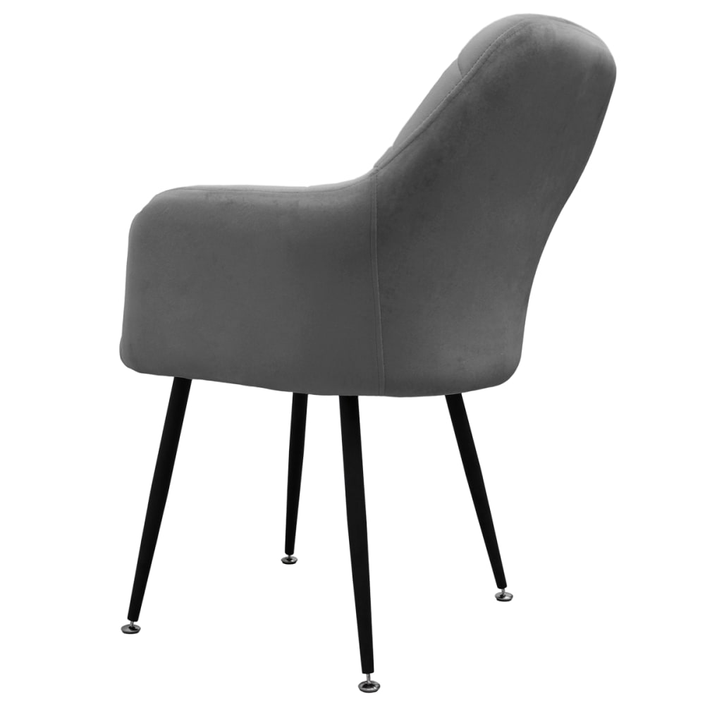 2x Sillas de comedor en tapizado gris oscuro con patas de acero - Maisons du Monde
