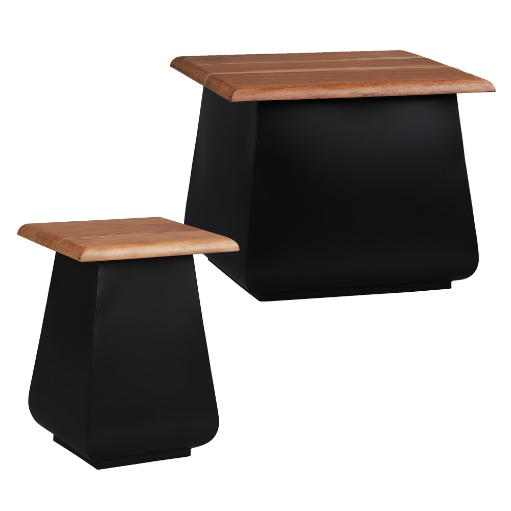 Mesa auxiliar 30x45x30 cm madera de acacia natural/negra y metal