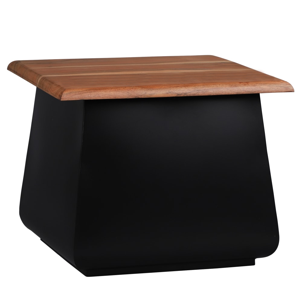 Mesa auxiliar salón Sheffield 50x40x50cm madera acacia negro-natural