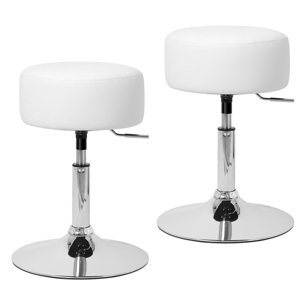 2x taburetes de maquillaje acero cromado blanco ø 33cm