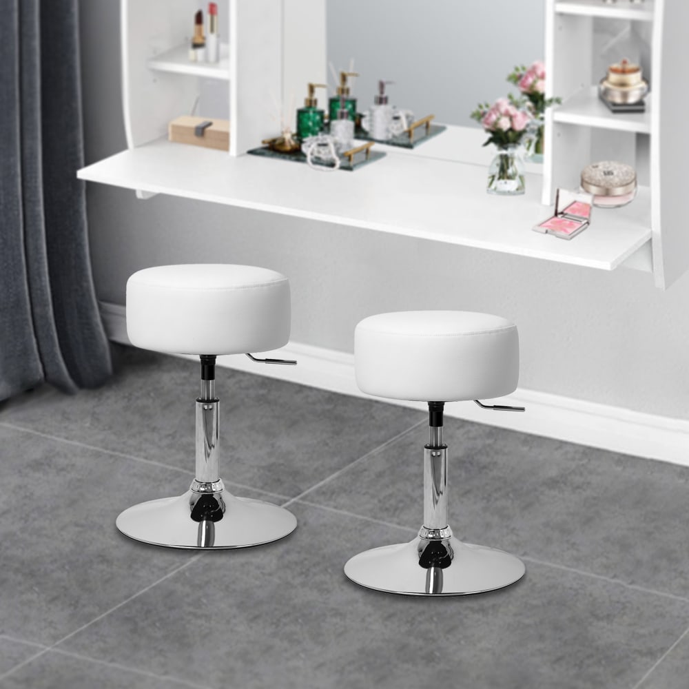 2x taburetes de maquillaje acero cromado blanco ø 33cm - Maisons du Monde