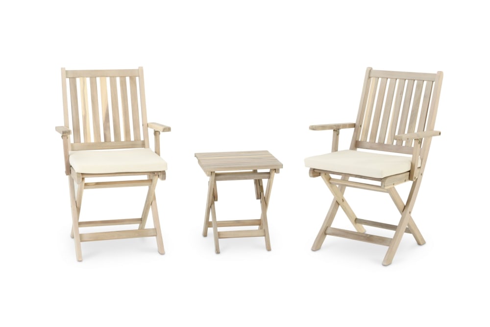 Ensemble d'éxterieur table basse et 2 chaises avec coussins