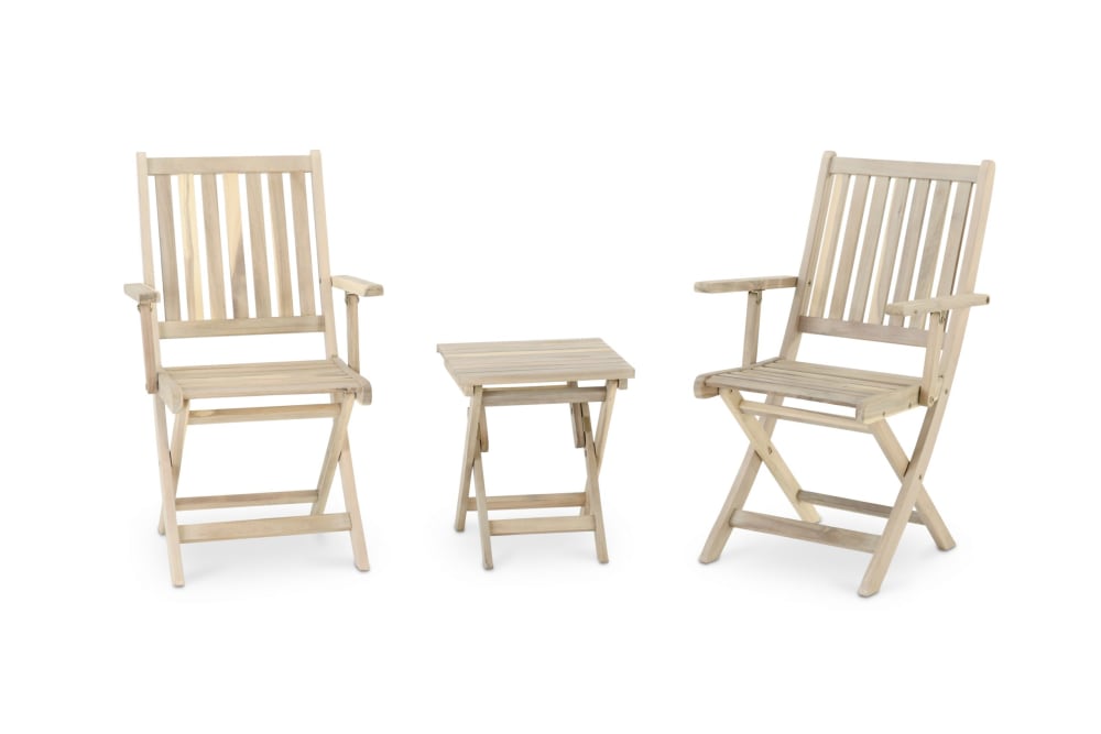 Conjunto de balcón terraza mesita auxiliar baja + 2 sillas con brazos