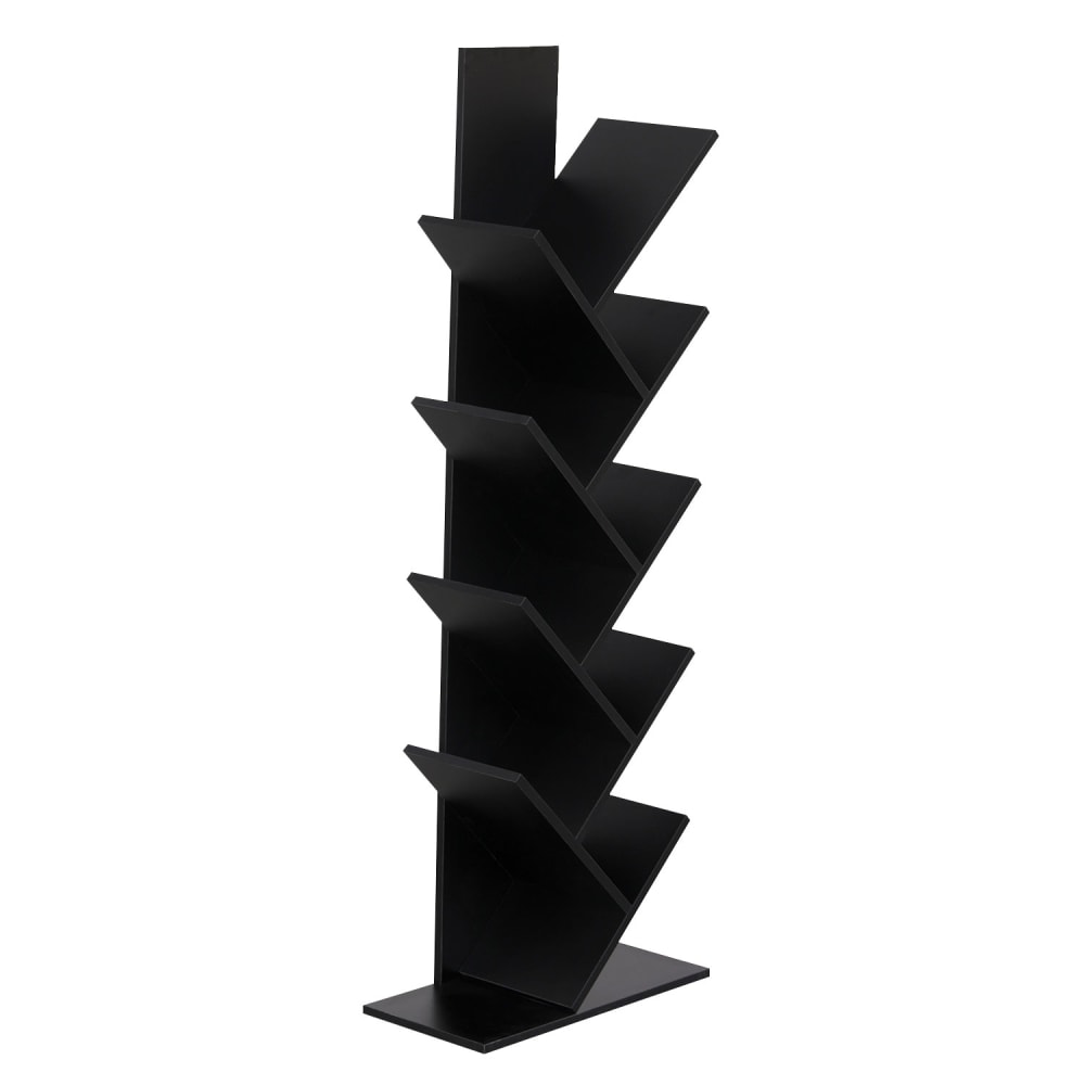 Bibliothèque 8 étagères inclinées noire