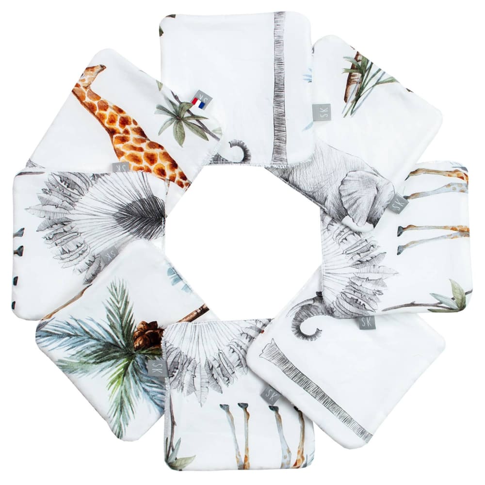 Sevira Kids Set aus 8 wiederverwendbaren bambustüchern safari weiß style exotic Baumwolle Baby