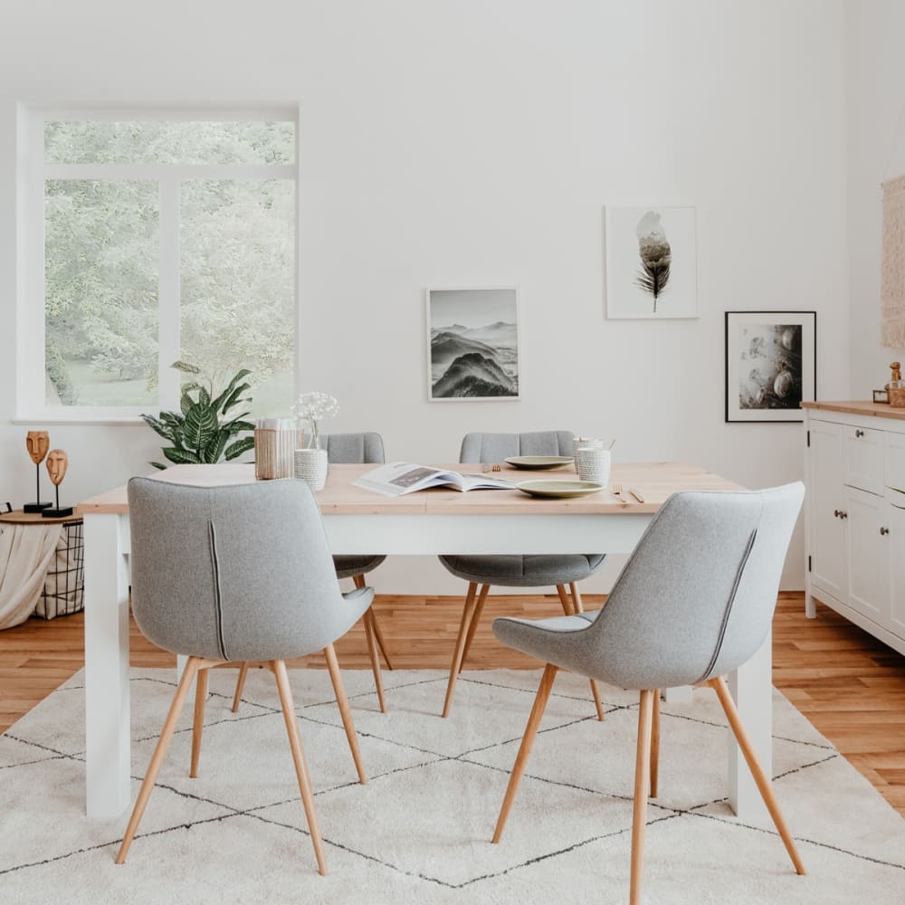 Table à manger extensible 160/215 cm blanc/bois - Maisons du Monde