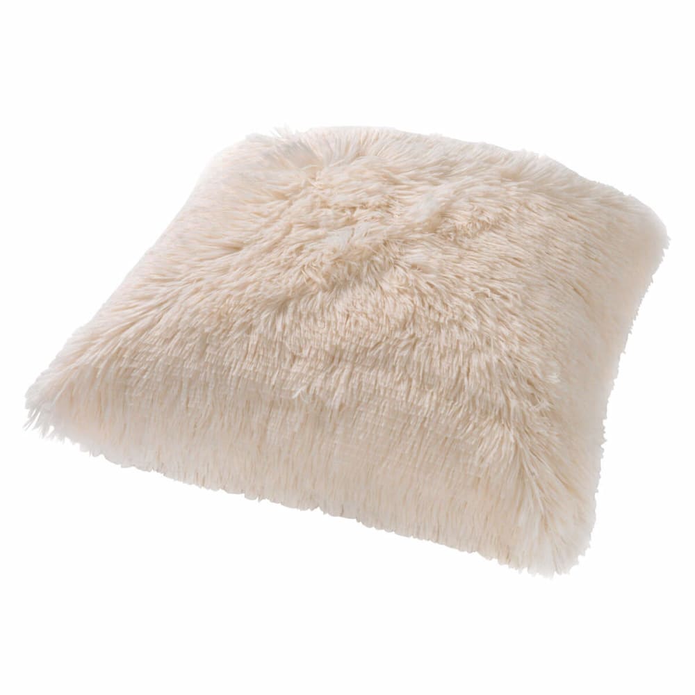 Coussin - blanc  fausse fourrure 60x60 cm uni