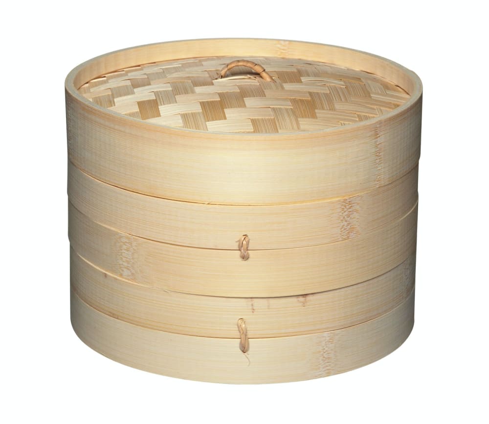 Cesta de vapor de bambú marrón de 2 niveles