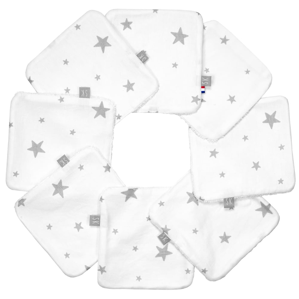 Salviette bebè lavabili in cotone 8 pezzi stella - Modello Classico chic - Cotone