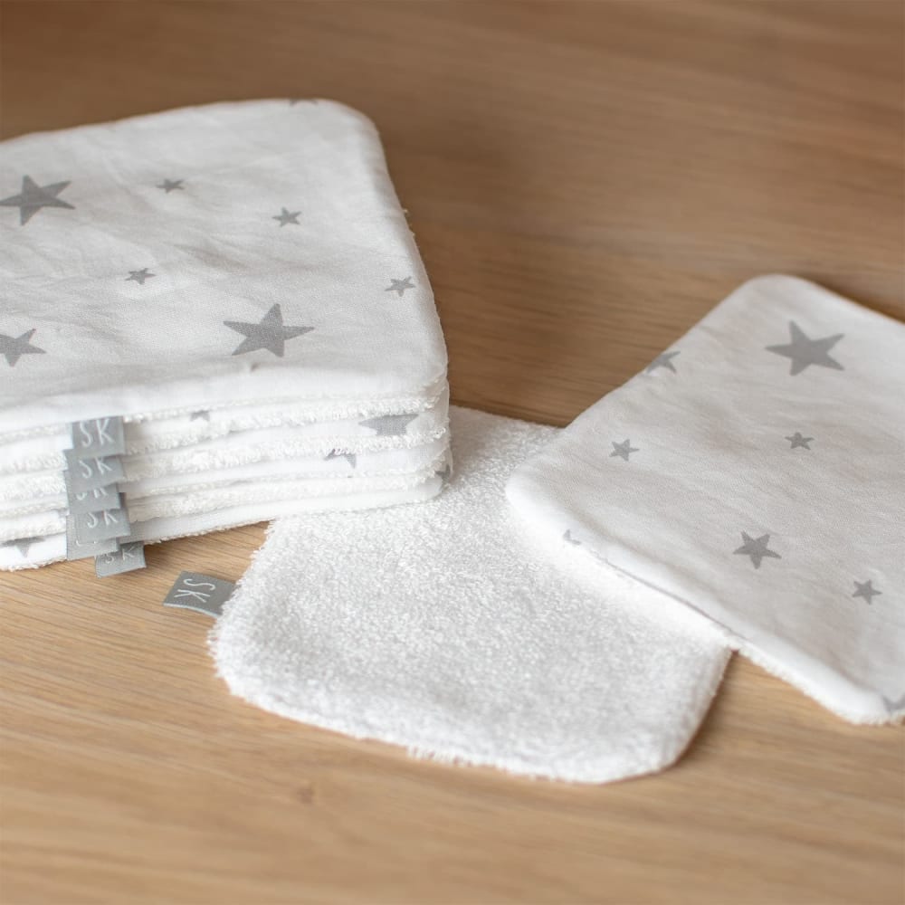 8-teilige waschbare baumwoll-babywaschlappen stella - Maisons Du