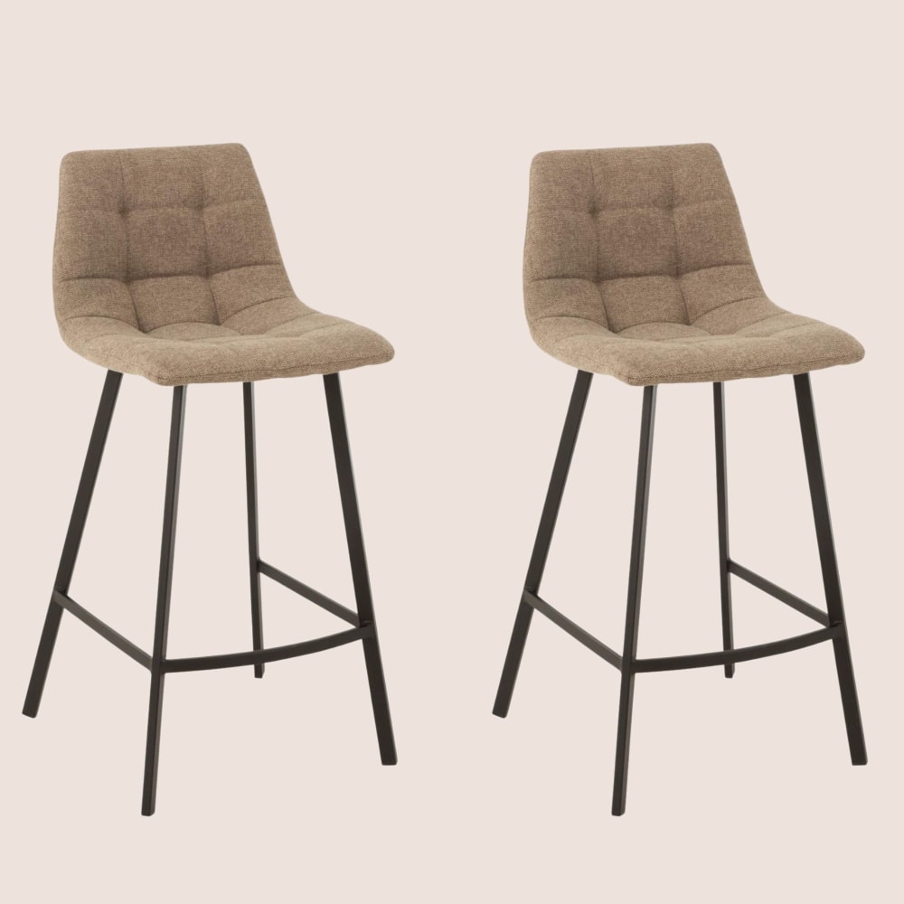 lot de 2 chaise de bar en tissu et en métal noir