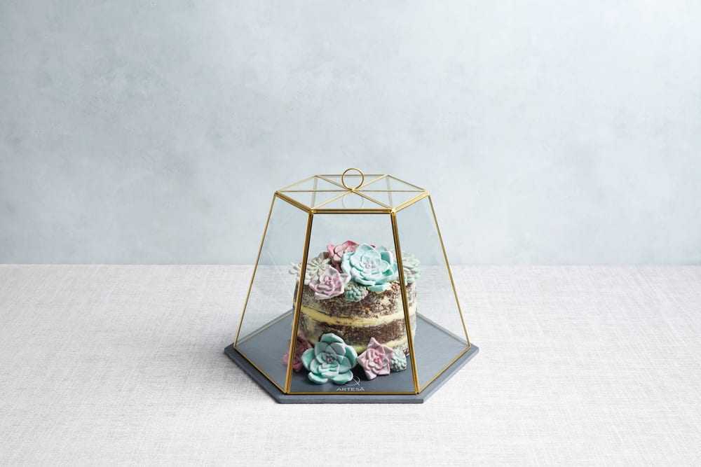 Campana de cristal con plato de pizarra - transparente y negro - Maisons du Monde